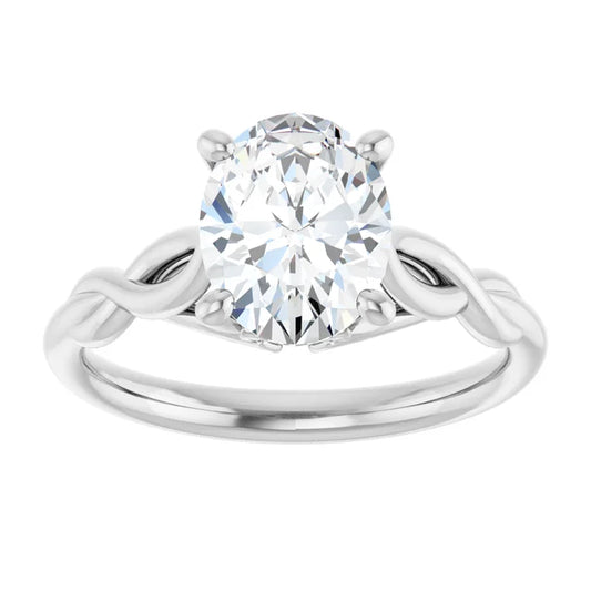 2 CT Oval Diamond Solitaire Engagement Ring for women set in white gold or platinum showing center stone 