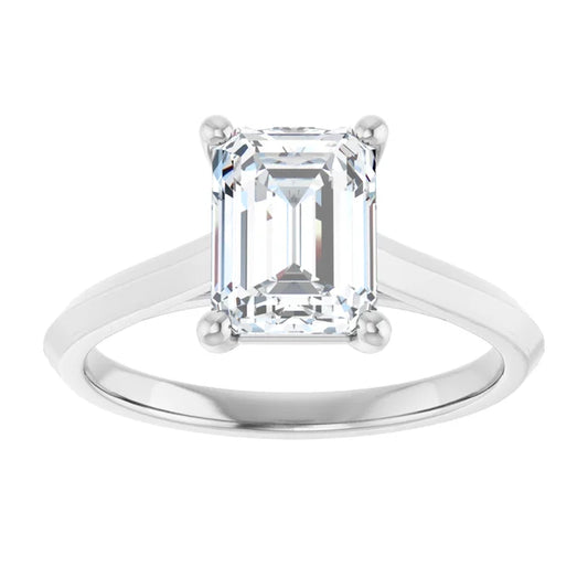 2 Ct Emerald Cut solitaire Engagement Ring for women Set in white gold or platinum 