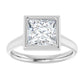 2 CT Bezel Set Square Diamond Engagement Ring Set in white gold or platinum 