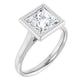 Sideway Picture for 2 CT Bezel Set Square Diamond Engagement Ring set in white gold or platinum. 