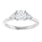 three Stones Diamond engagement Ring 14K White Gold Showing Stones