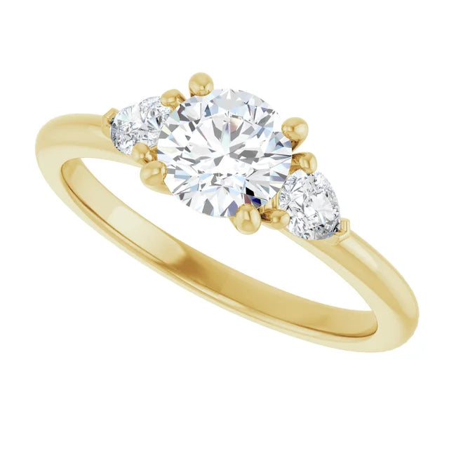 three Stones Diamond engagement Ring yellow gold side Picture 