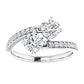 1 CTW Two Stone Diamond Engagement Ring on 14k White gold