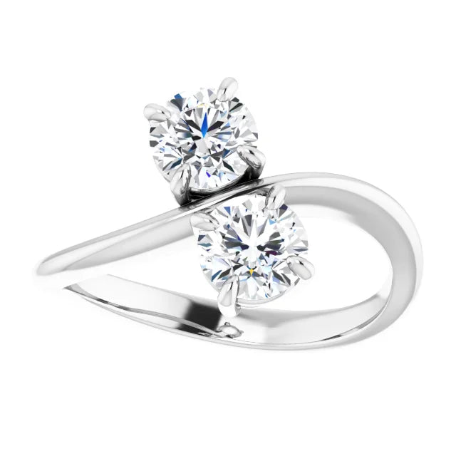 1 CTW Two Stone Round Diamond Engagement Ring