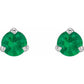 platinum  3-Prong Emerald Stud Earrings 