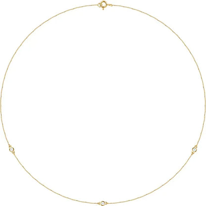 3-Stone Diamond Station Necklace in Yellow Gold