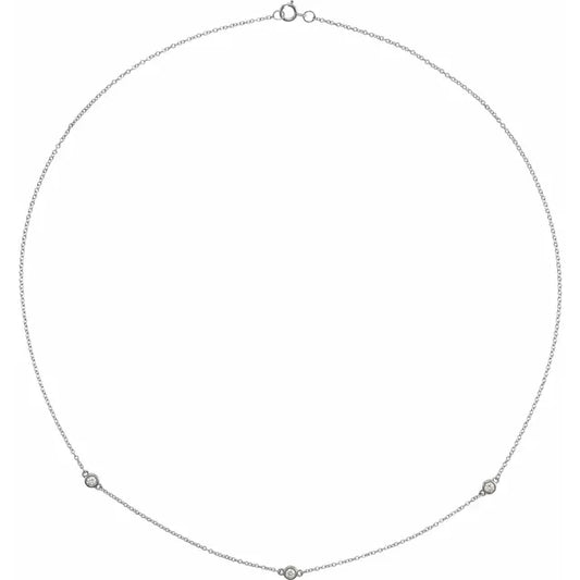 3-Stone Diamond Station Necklace in white gold
