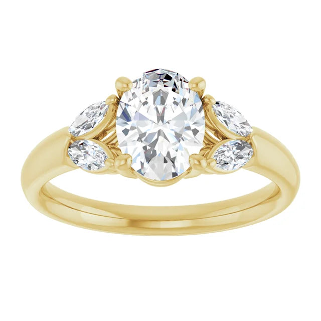 Vintage Style Oval & Marquise Diamond engagement Ring 