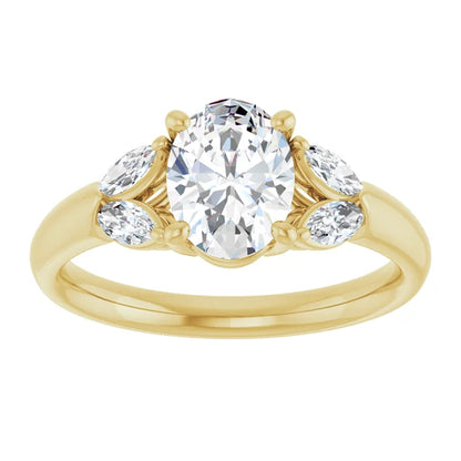 Vintage Style Oval & Marquise Diamond engagement Ring 