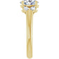 Vintage Style Oval & Marquise Diamond engagement Ring set in Yellow gold showing shank from the side 
