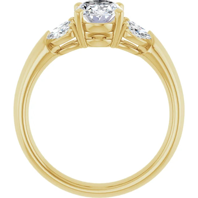 Vintage Style Oval & Marquise Diamond engagement Ring Set in Yellow Gold showing under gallery 