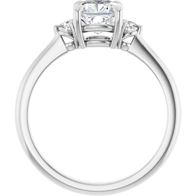 1 CT 3 stone Cushion and Round Diamond Engagement Ring For Women Set in White gold showing under gallery 