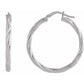 14K White Gold  30 mm Twisted Tube Hoop Earrings 