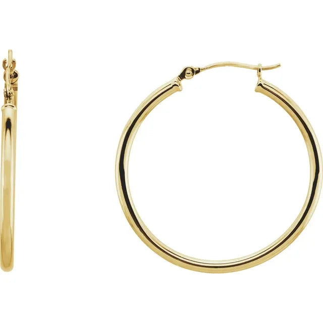 Classic Round Tube Gold Hoop Earrings