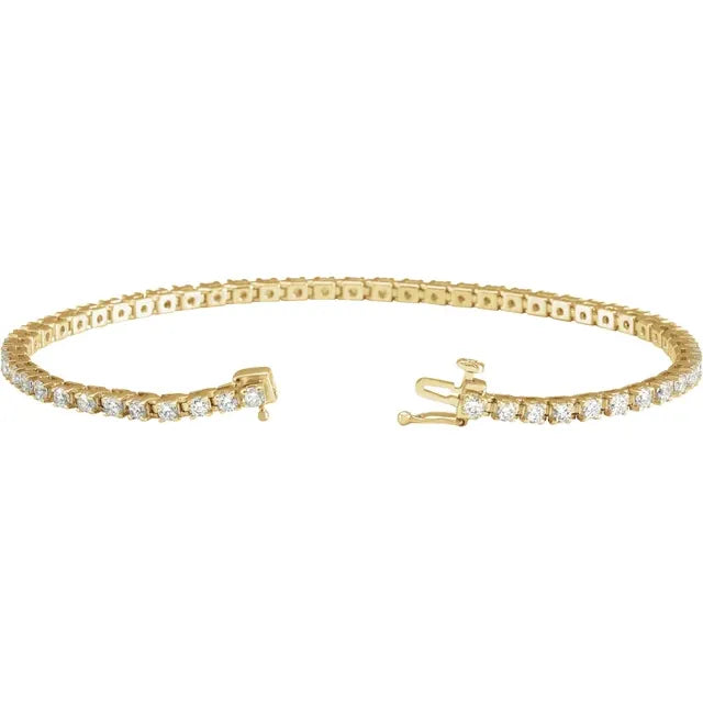 3CTW Diamond Tennis Bracelet with open Clasp made in yellow gold 