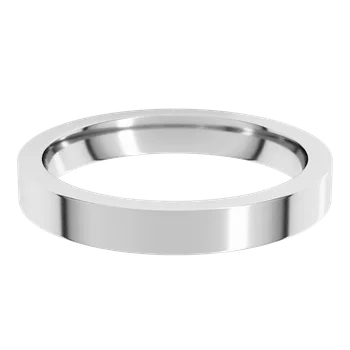 3MM Comfort Fit Flat Wedding Band made in white gold or platinum