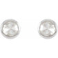 White gold 3MM Natural Rose Cut Stud Earrings