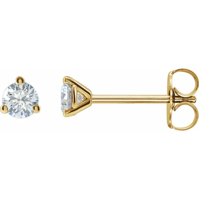 1/2 TW 3 Prong Martini Diamond Stud Earrings 