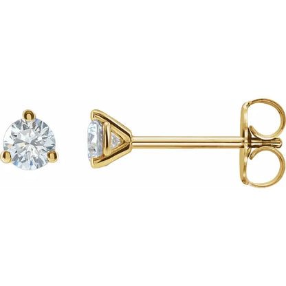 1/2 TW 3 Prong Martini Diamond Stud Earrings 