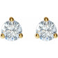 1/2 TW 3 Prong Martini Diamond Stud Earrings Set in Yellow Gold