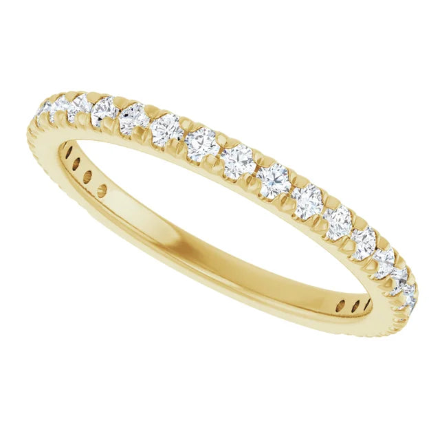 Sideway Picture for 3/8 CTW Diamond French-Set Anniversary Set in Yellow Gold 
