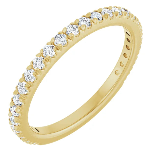 Sideway Picture for 3/8 CTW Diamond French-Set Anniversary Wedding band Set in Yellow Gold