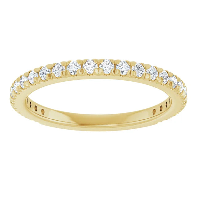 14K Yellow Gold 3/8 CTW Diamond French-Set Anniversary Wedding band 