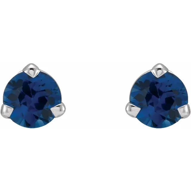 Natural Blue Sapphire Stud Earrings in white gold 