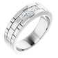  three Diamond Stones men wedding band 3x3 Stones on white gold 