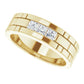  three Diamond Stones men wedding band 3x3 MM 14K Yellow Gold side Picture