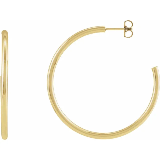 14K Yellow Gold 45 MM Tube hoop earrings 