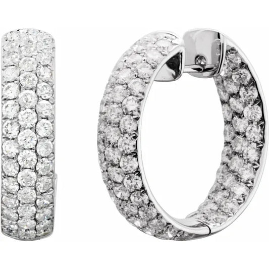 White gold diamond hoop earrings 