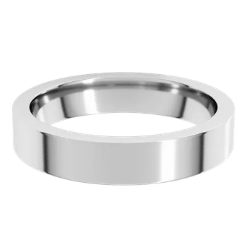 4 MM Comfort fit Flat Wedding Band made in yellow gold or platinum 
