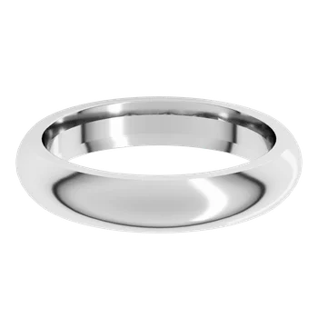 White gold or platinum 4MM Comfort fit half round wedding band 