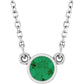 Emerald Birthstone Solitaire Necklace in white gold