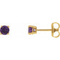 14K Yellow Gold 4 mm Natural Amethyst Stud Earrings