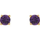 Yellow Gold 4 mm Natural Amethyst Stud Earrings