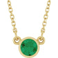 Emerald Birthstone Solitaire Necklace in Yellow Gold