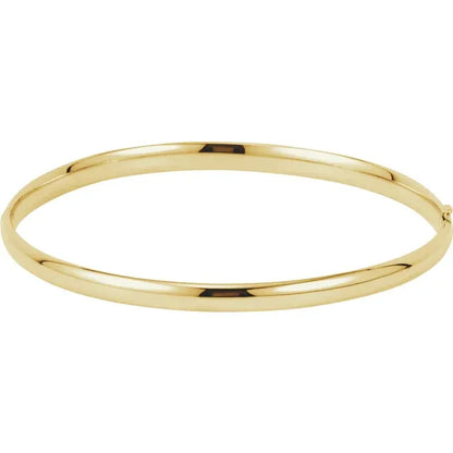14K Yellow Gold 4 mm Hinged Bangle Bracelet 