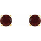 Yellow Gold 4 mm Natural Mozambique Garnet Stud Earrings