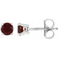 14K White gold 4 mm Natural Mozambique Garnet Stud Earrings 