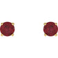 yellow gold 4 MM Ruby Stud Earrings 