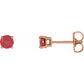 14K Rose Gold 4 MM Ruby Stud Earrings 