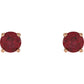 Rose Gold 4 MM Ruby Stud Earrings 