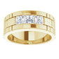  three Diamond Stones men wedding band 4x4 Yellow Gold