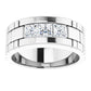  three Diamond Stones men wedding band 4X4 14k White Gold