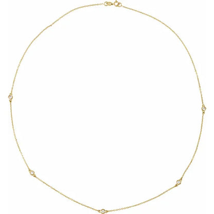 5-Stone Diamond Station Necklace Set in Yellow Gold
