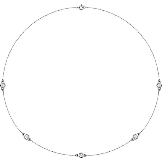 5-Stone Diamond Station Necklace Set in white Gold
