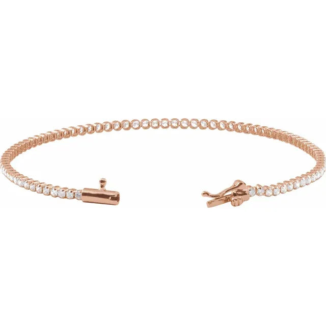 14 K Rose Gold 1 5/8 CTW Natural Diamond Tennis Bracelet Clasp