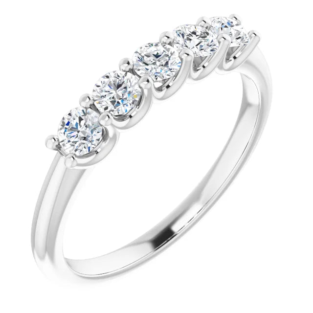 5 Stones 1/2 CTW Natural Diamond Anniversary Band